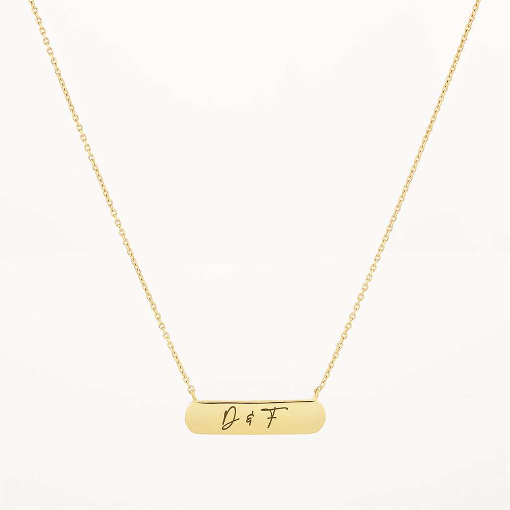 Personalized Engravable Gold Horizontal Bar Necklace - Custom Name & Date Jewelry Gift for Women, Perfect for Anniversaries, Birthdays & Special Occasions