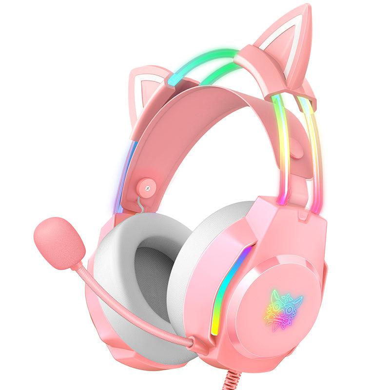 ONIKUMA X26 RGB Gaming Headset with Cat Ears & LED Glow - Lightweight Over-Ear Headphones for PC, PS4, Xbox - Perfect for Streaming, Gaming & Online Classes