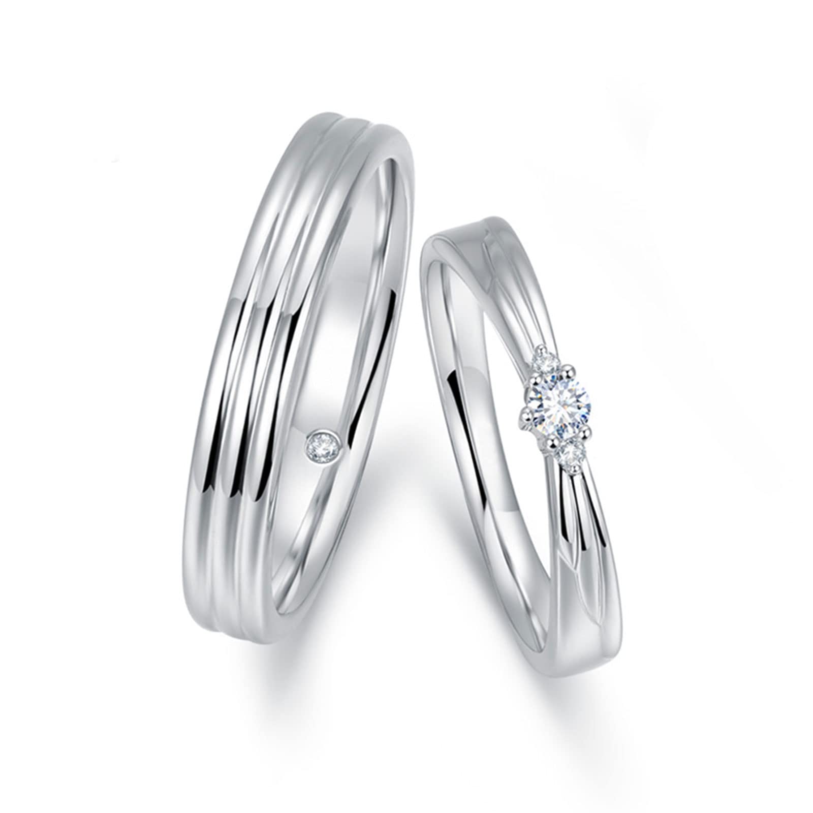 Diamond Matching Couples Rings for Him and Her - Sterling Silver, 10K, 14K, 18K Gold Wedding Promise Rings with Free Engraving | Perfect for Anniversaries, Engagements & Romantic Gifts