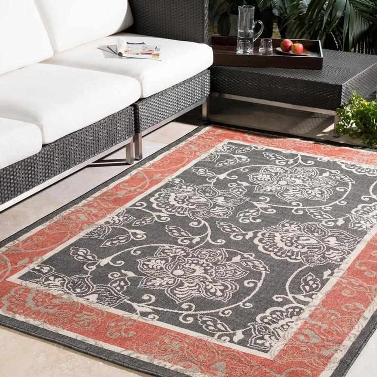 Mark&Day Joel Black 4x6 Indoor/Outdoor Area Rug - Soft & Durable Black Carpet for Living Room, Bedroom, Kitchen - Perfect for Home Decor, Patio, and High-Traffic Areas (3'7