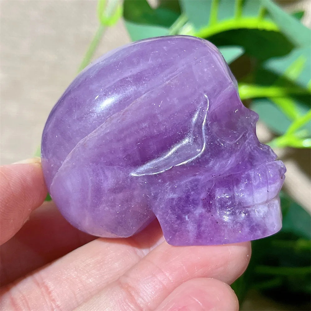 Natural Green and Purple Fluorite Crystal Skull Carving - Healing Stone, Quartz Mineral Gemstone for Spiritual Crafts, Home Decor, Meditation & Energy Work