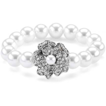 Maisie Colored Pearl & Crystal Flower Bracelet for Women - Elegant Fashion Jewelry Gift for Wedding, Party & Special Occasions