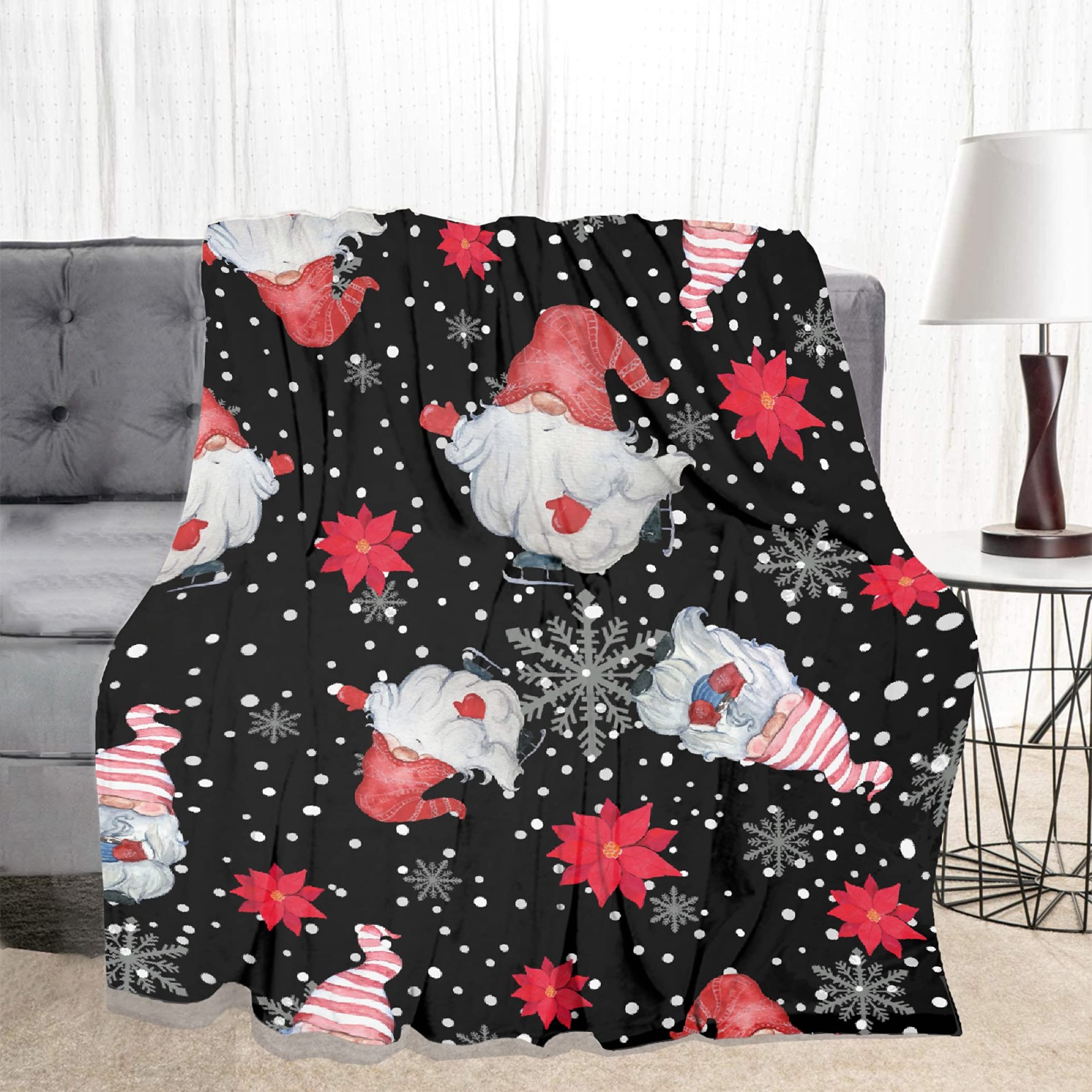 Soft Flannel Christmas Snowflakes Blanket - Cozy Lightweight Quilt for Sofa, Bed, Couch & Car - Extra Large 120x90 Inch Holiday Throw - Perfect for Winter Decor, Family Gatherings & Gift Giving for Women & Men