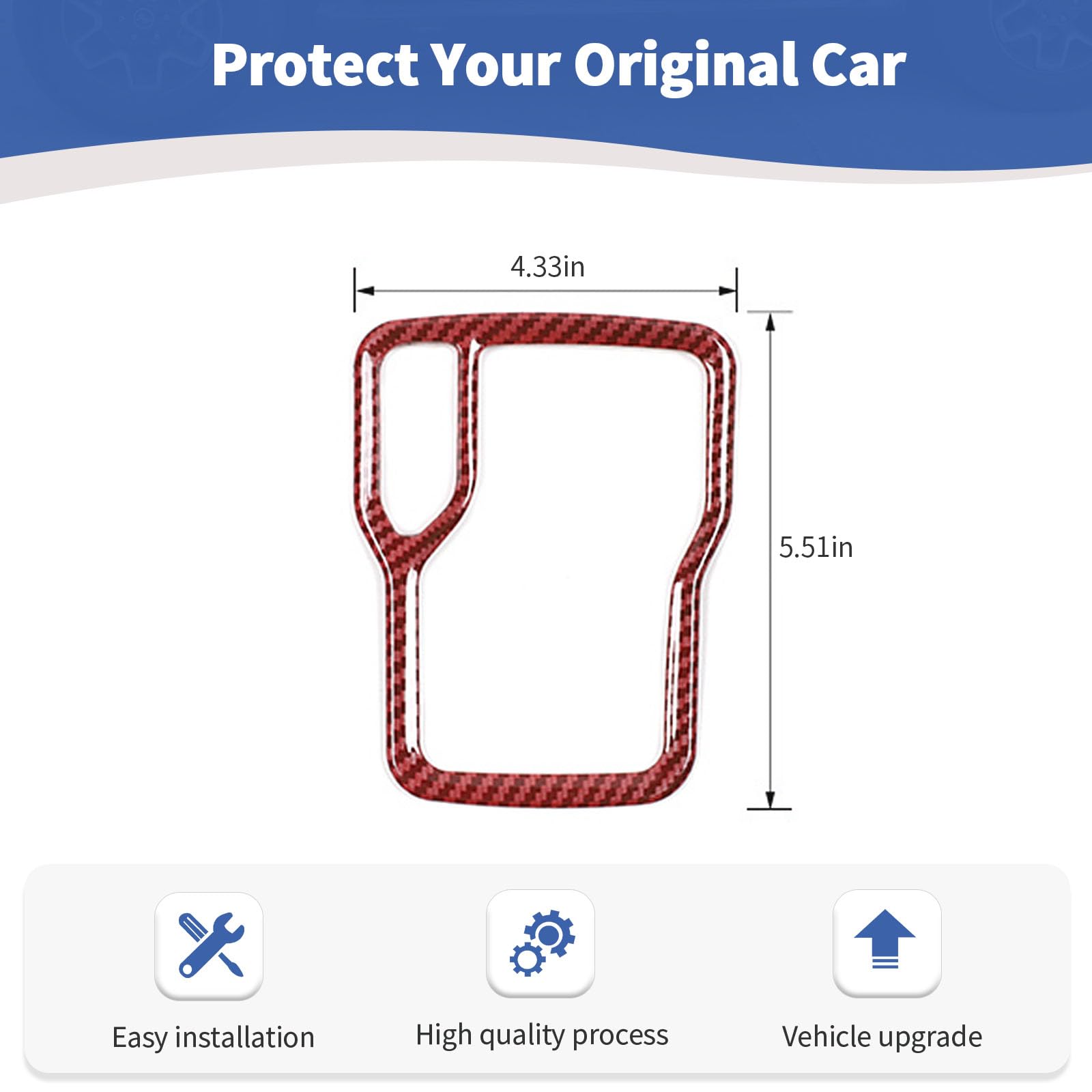 RT-TCZ Red Carbon Fiber Gear Shift Trim Cover Frame for Jeep Wrangler JL JLU & Gladiator JT (2018-2024) - Interior Accessories | Enhances Dashboard Style & Protects Gear Shift | Perfect for Off-Road Adventures & Daily Commutes