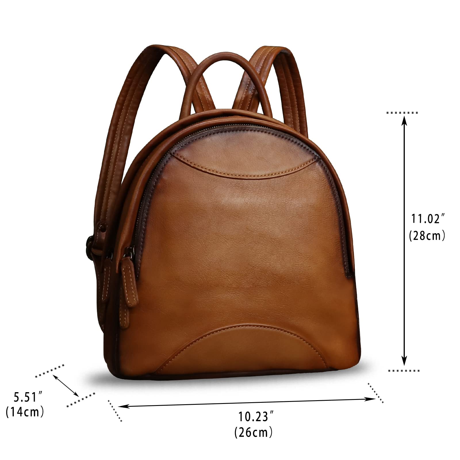 Genuine Leather Backpack Purse for Women - Retro Handmade Small Casual Rucksack Satchel Knapsack - Perfect for Work, Travel & Daily Use (Brown)