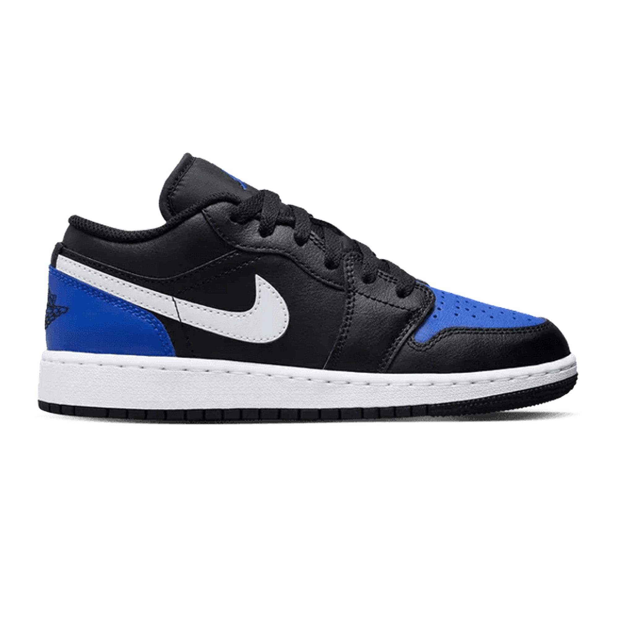 Air Jordan 1 Low 'Black Game Royal White' GS Sneakers (2024) - Stylish Basketball Shoes for Women & Girls - Perfect for Casual Wear, Sports & Street Fashion