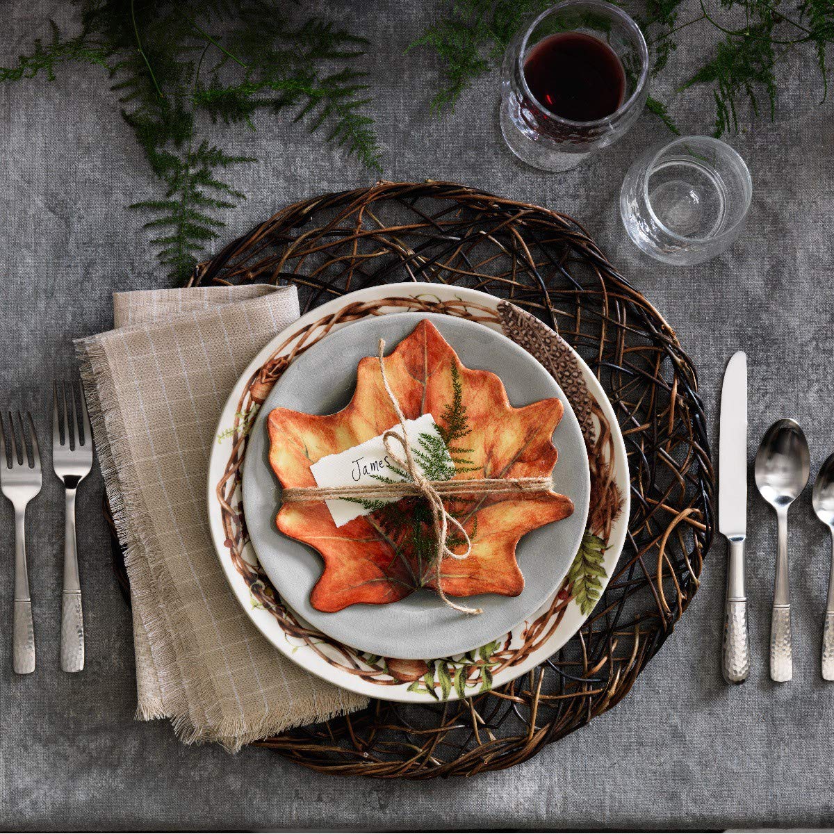 Juliska Forest Walk Leaf Cocktail Plate Set of 4 - Elegant Appetizer Dishes for Dinner Parties, Wedding Receptions & Holiday Entertaining