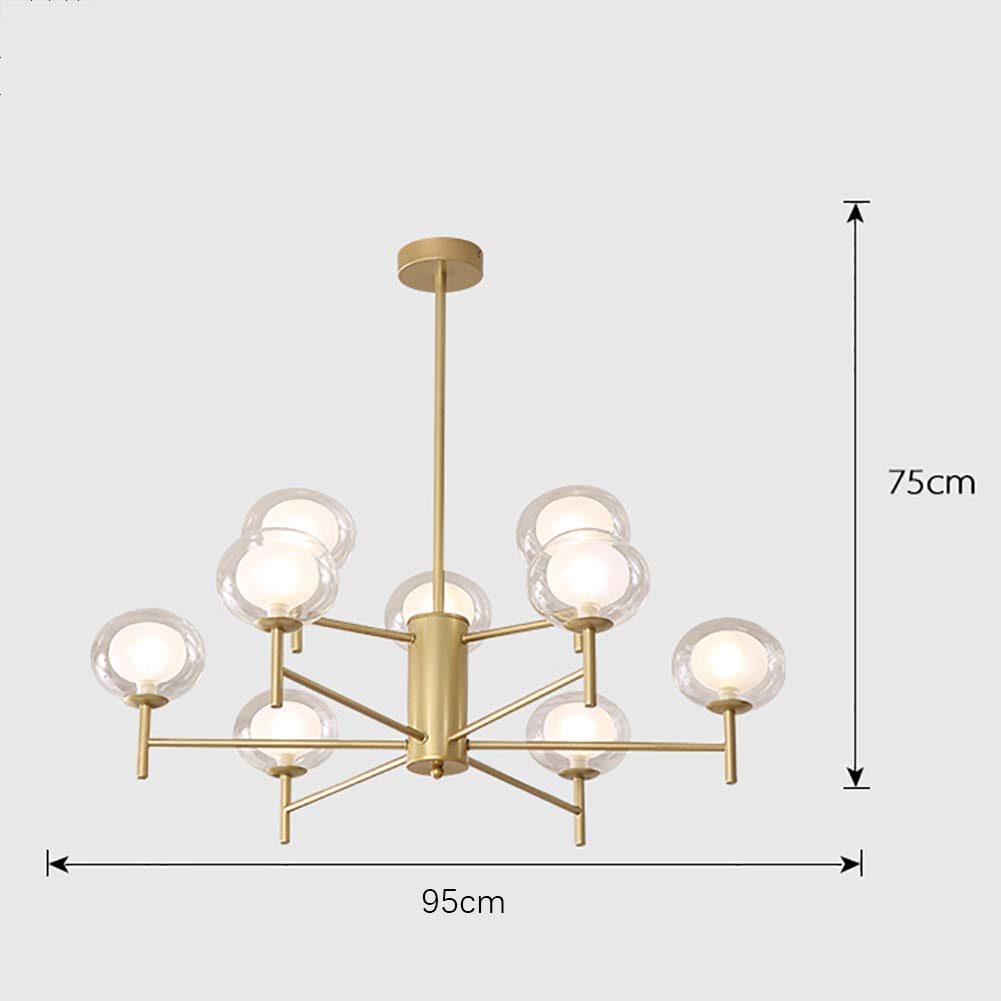 Modern Sputnik Chandelier - 9-Light Mid Century Pendant Lighting Fixture with Adjustable Arms, Golden Finish - Perfect for Dining Room, Living Room, Entryway & Bedroom Lighting