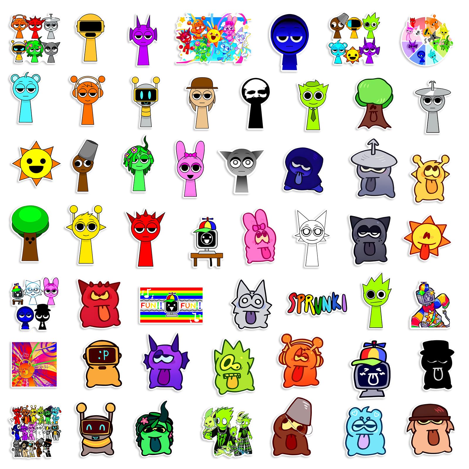 52Pcs Waterproof Removable Cartoon Stickers for Kids - Fun Decals for Water Bottles, Laptops, Phones, Guitar & Suitcase - Perfect for Boys and Girls Room Decor, School Supplies & Party Favors