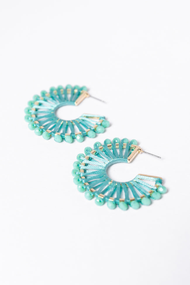 Green Thread Wrapped Hoop Earrings for Women - Boho Chic Dangle Hoops - Lightweight Gold Plated Jewelry - Perfect for Parties, Weddings & Everyday Wear