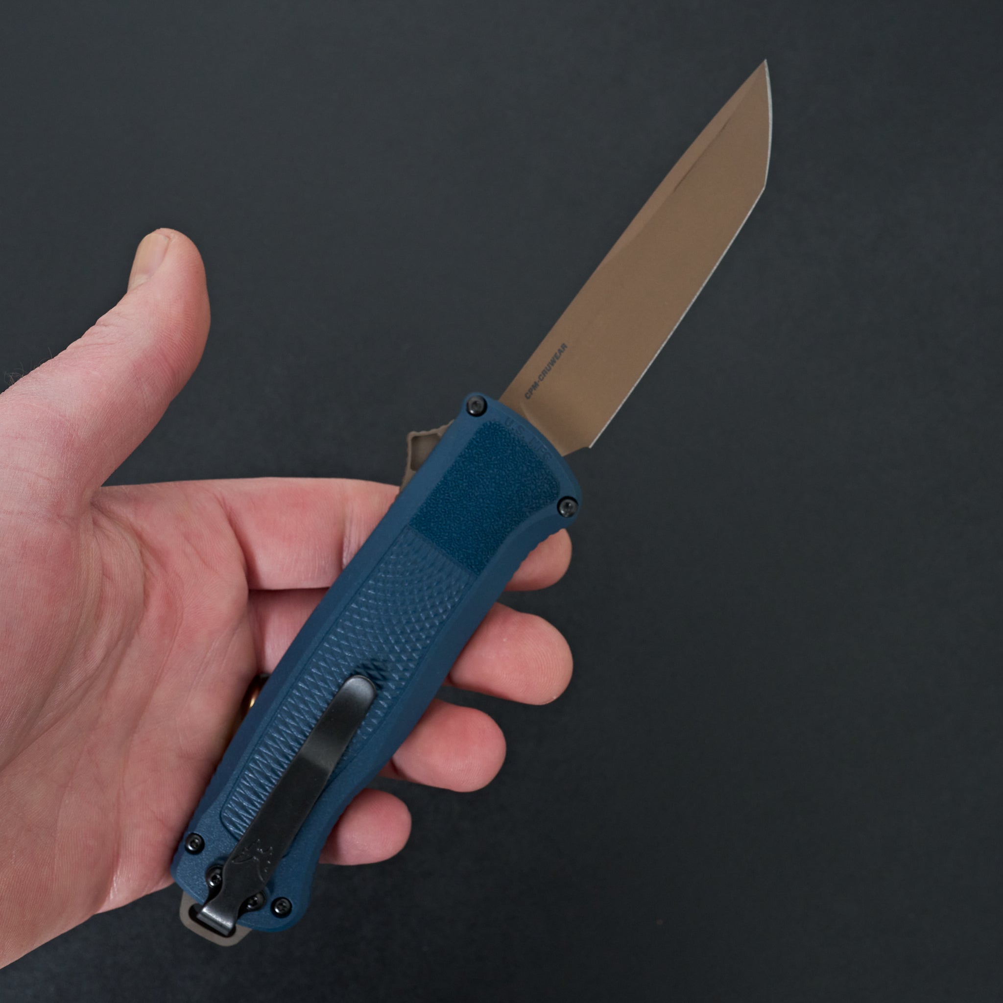 Benchmade Shootout Crate Blue Grivory Tanto Knife - Premium EDC Folding Pocket Knife for Outdoor, Camping & Survival | Perfect for Hiking, Hunting & Everyday Carry