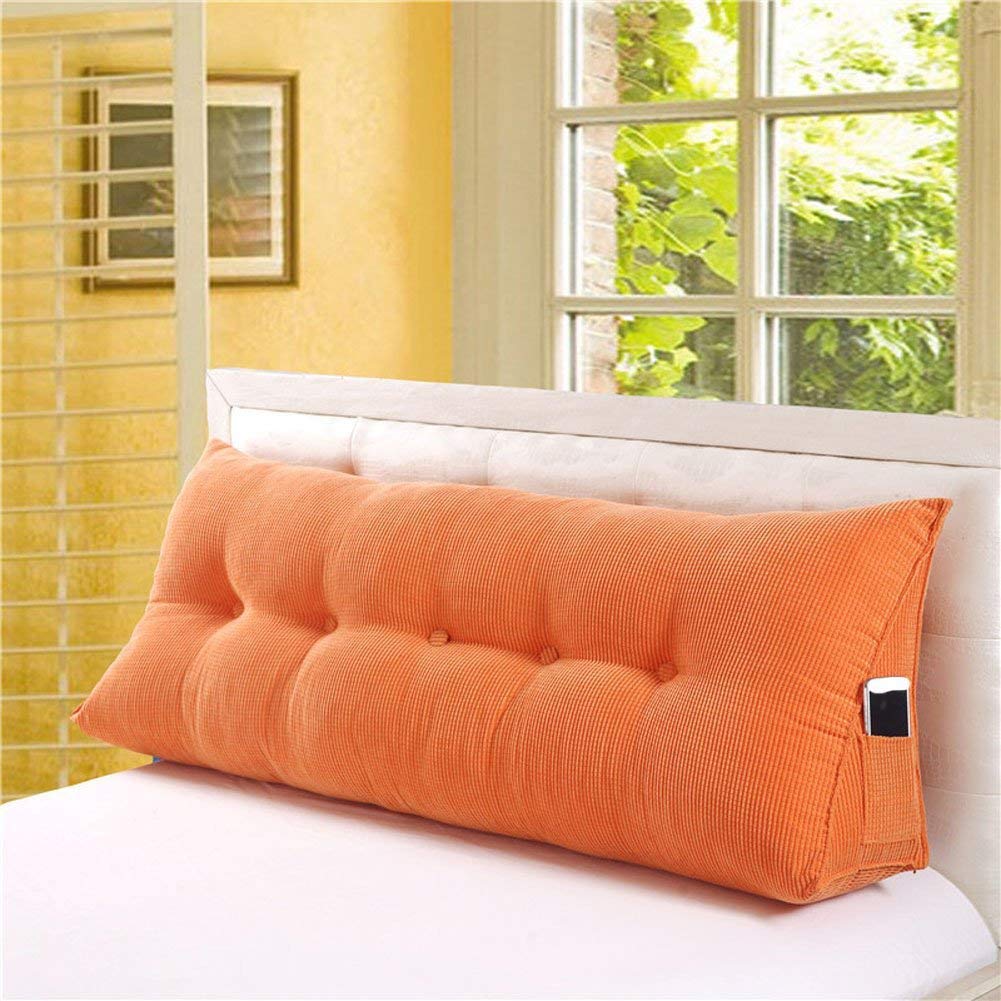 Large Soft Comfortable King Size Backrest Pillow for Reading & Rest - Breathable Triangular Wedge Support with Washable Cover (Orange) - Perfect for Twin Beds, Back Pain Relief & Home Office Comfort