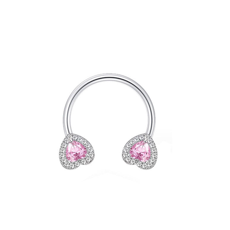 16G Surgical Steel Heart Horseshoe Circular Barbell - Body Jewelry for Cartilage, Lip, Nose Piercing | Perfect for Everyday Wear, Parties & Alternative Fashion | B2017