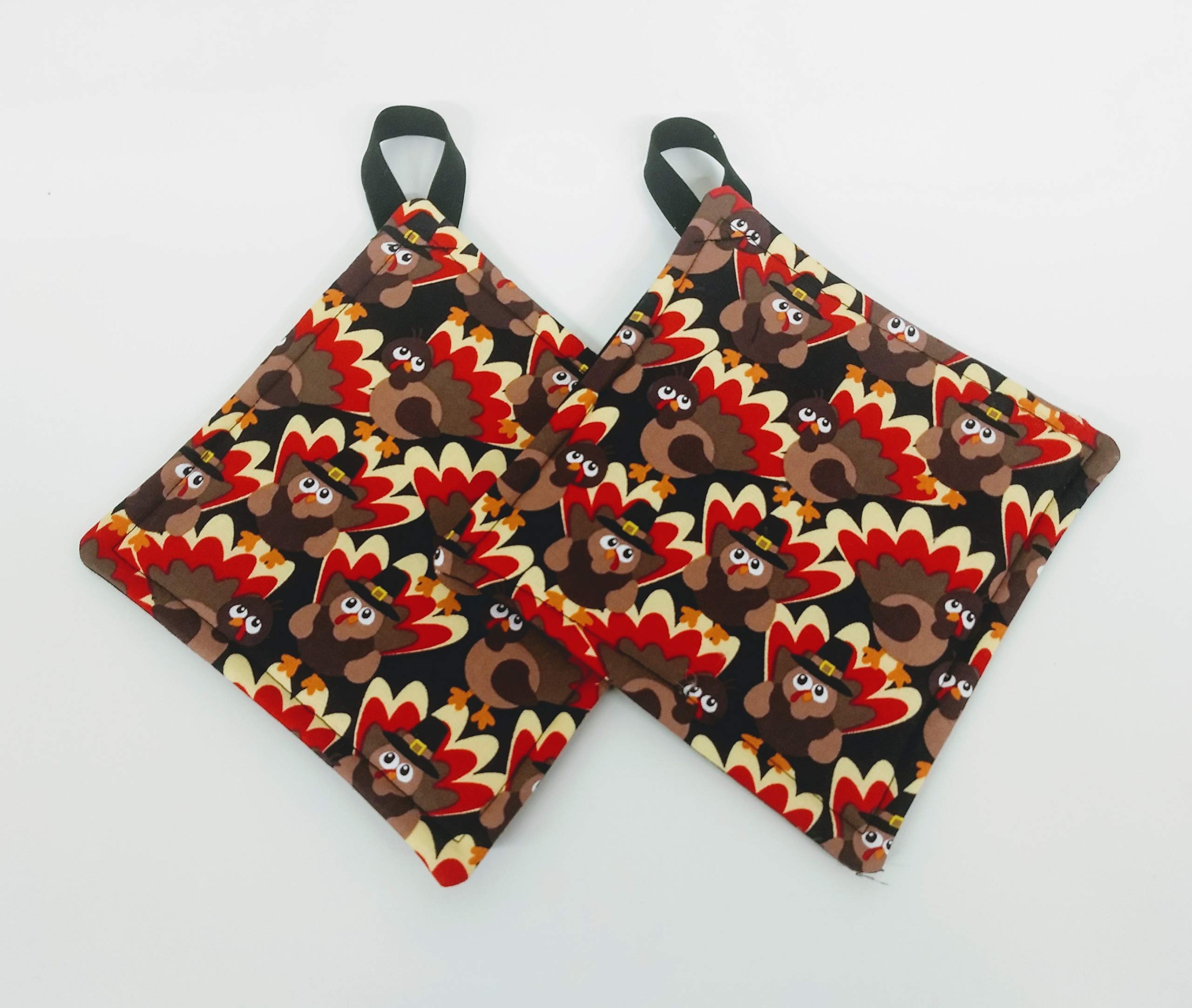 Thanksgiving Pilgrim Turkey Print Pot Holder Set - Heat Resistant Oven Mitts & Hot Pads for Cooking, Baking, and Kitchen Safety - Perfect for Holiday Meals, Turkey Roasting, and Family Gatherings