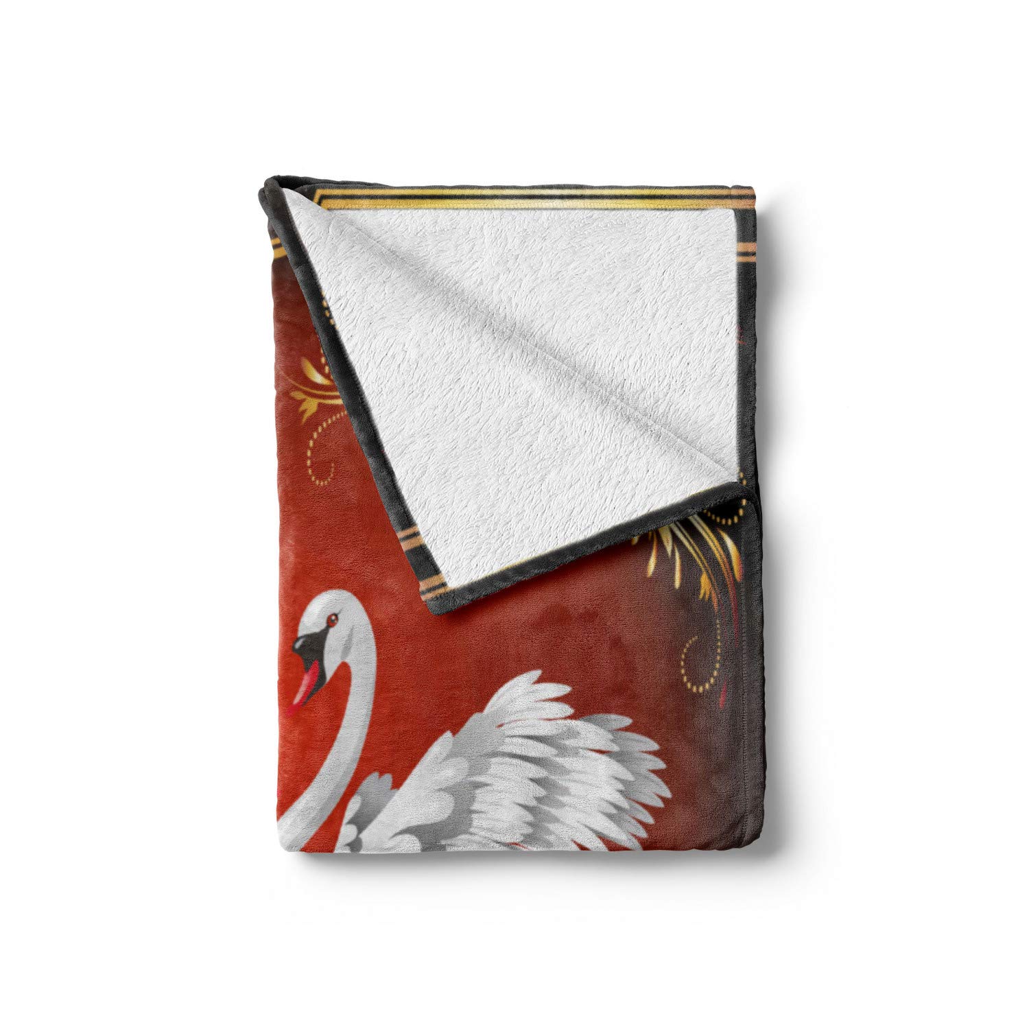 Ambesonne Black and White Swan Couple Flannel Fleece Throw Blanket - 70