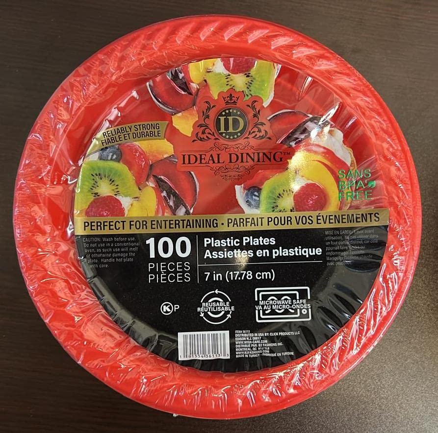 7-Inch Disposable Red Plastic Salad Plates - Microwave Safe, Bulk 1000 Pack for Restaurants, Hotels, Delis & Parties | Elegant Tableware for Catering, Events & Home Entertaining