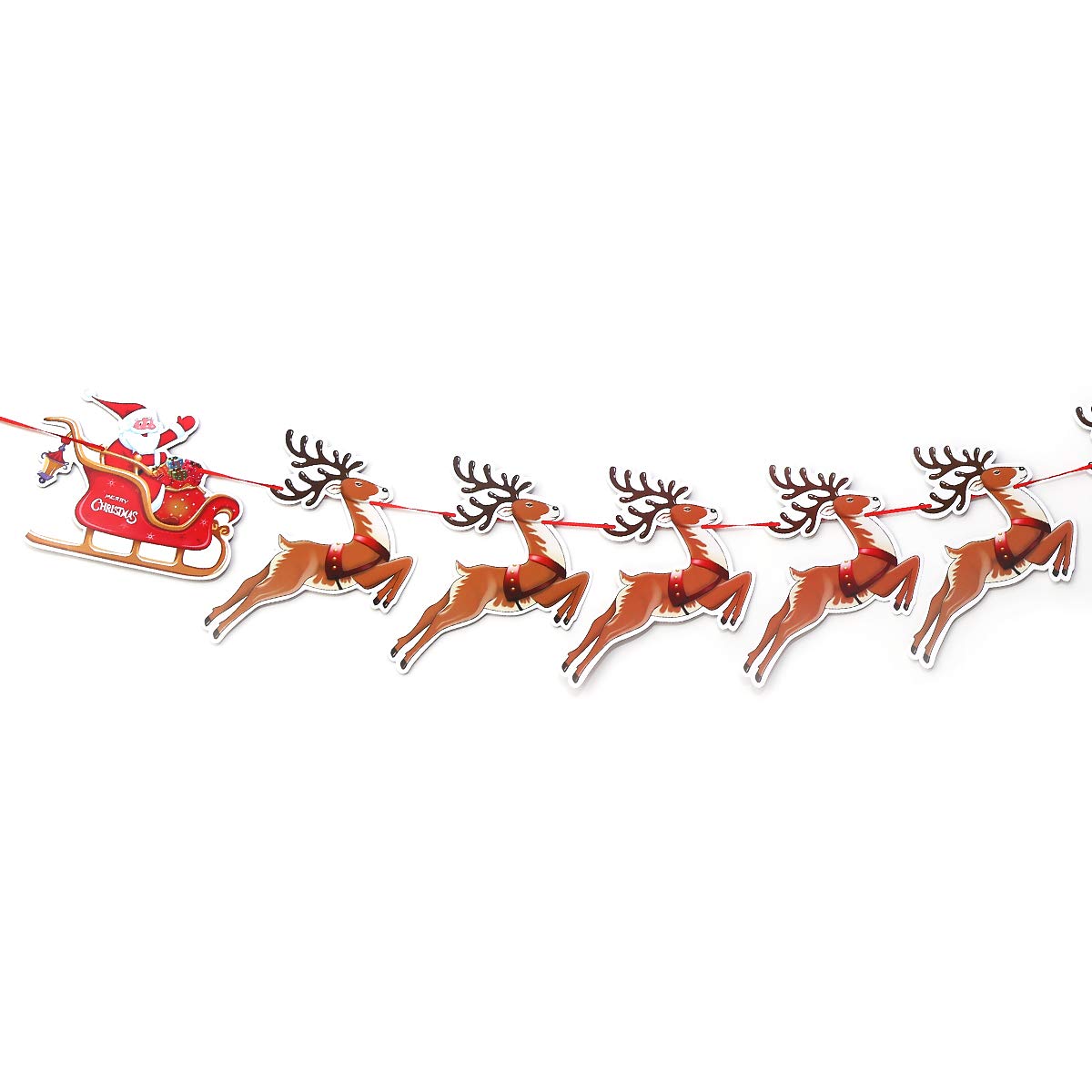 CCINEE 9-Piece Christmas Paper Banners Set - Santa and Reindeer Bunting Garland Decorations for Doors, Walls & Windows | Holiday Party Supplies for Home, Office & Classroom Decor