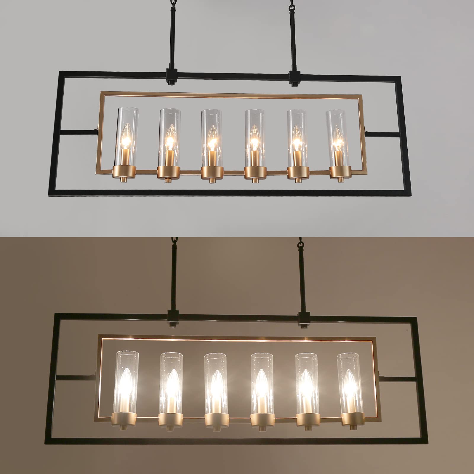 Modern Black Gold Chandelier - 37.5