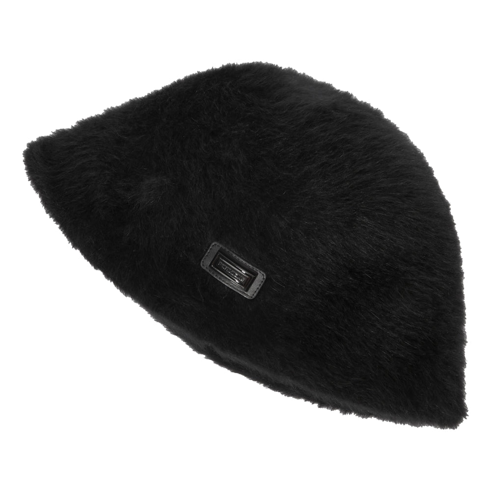 FORKICKS Furry Bucket Hat for Women & Men - Soft Winter Beanie with Ear Flaps - Warm Black Fashion Hat for Outdoor Activities, Skiing, and Streetwear Style