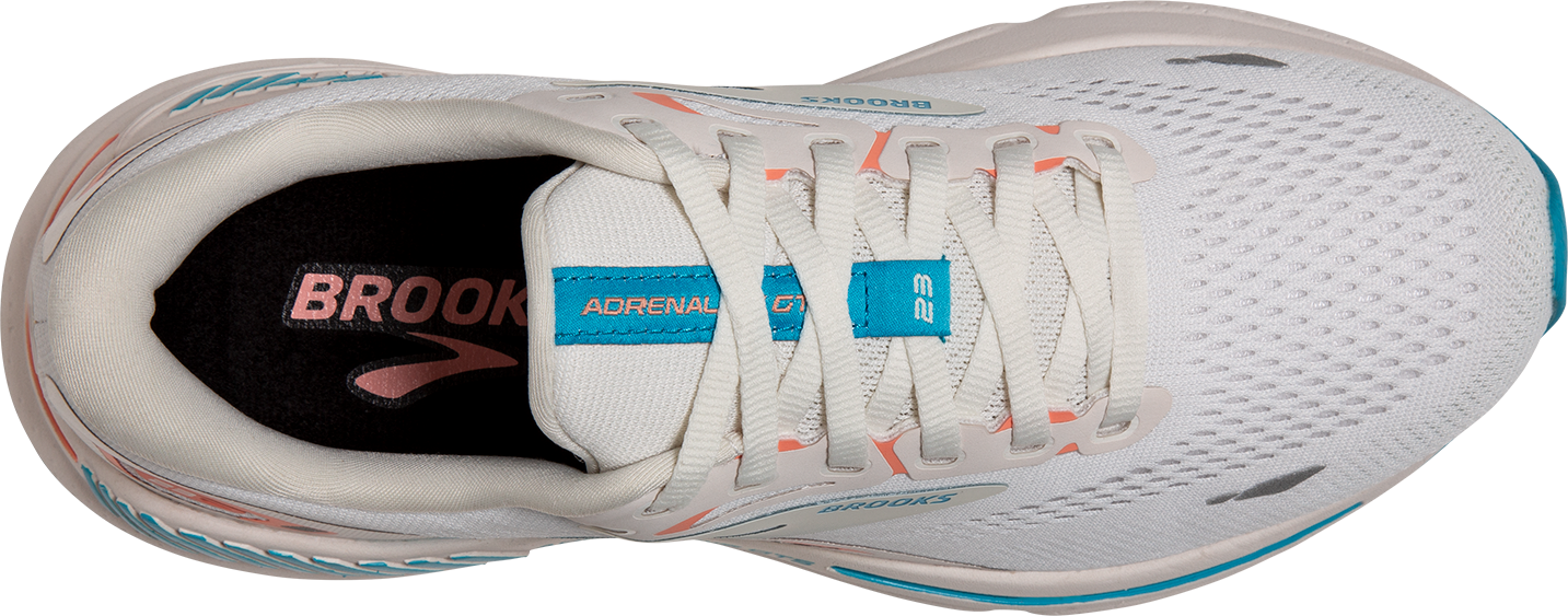 Women's Adrenaline GTS 23 Running Shoes - Lightweight Support for Neutral Pronation (Coconut/Papaya/Blue) | Perfect for Road Running, Jogging & Gym Workouts