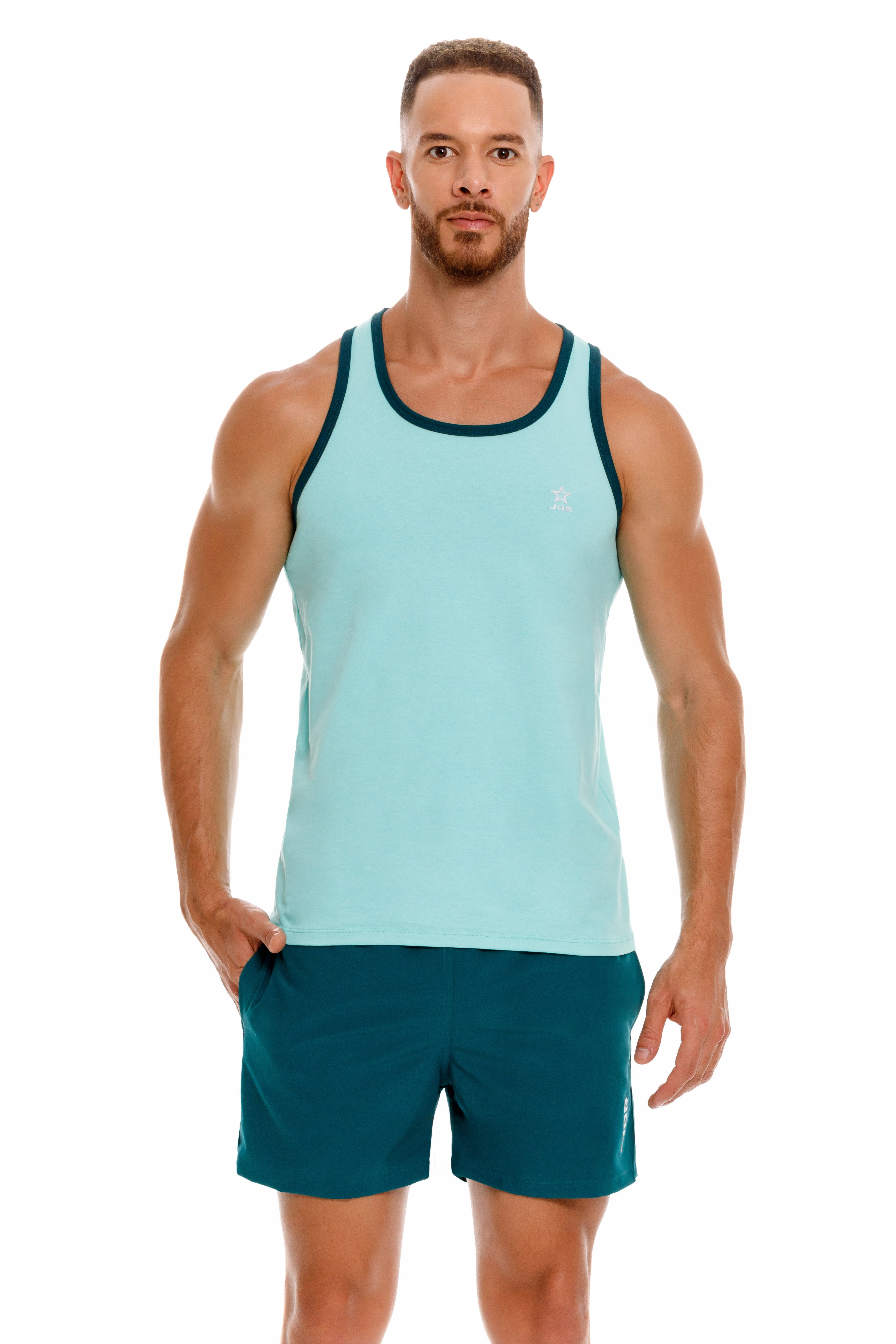 JOR Brixton Slim Fit Cotton Tank Top for Men - Lightweight & Breathable Green Casual Shirt for Summer, Gym, and Outdoor Activities