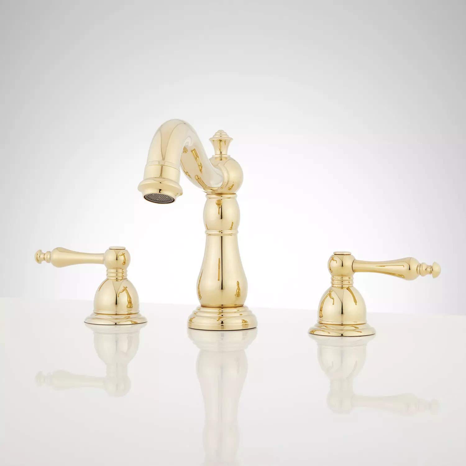 Signature Hardware 921451 Enid 1.2 GPM Widespread Bathroom Faucet with Drain Assembly - Modern Bathroom Sink Faucet for Vanity, Powder Room & Guest Bath Installation