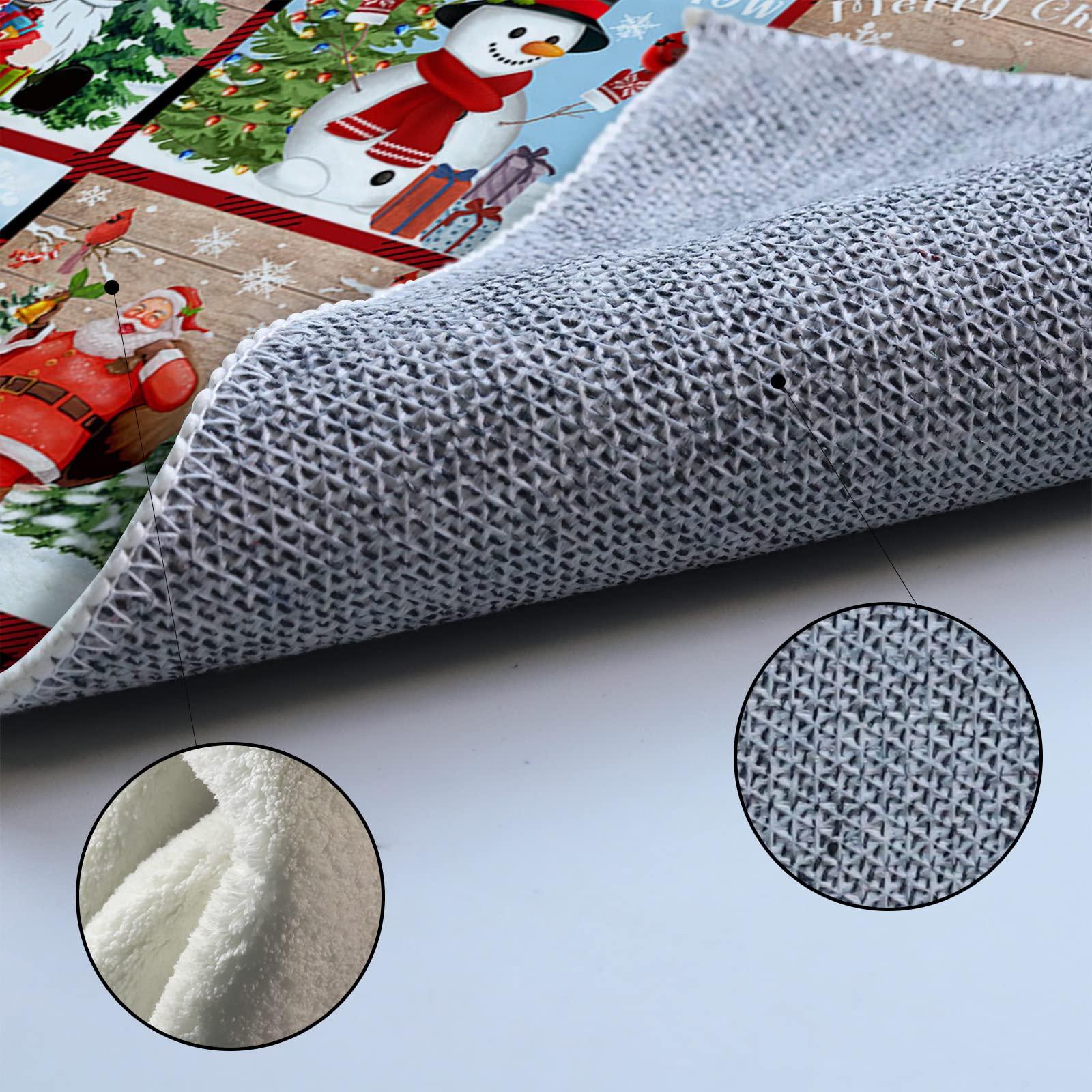 Large Round Non-Slip Christmas Plaid Area Rug - 3.3ft Washable Floor Mat for Bedroom, Living Room & Kids Room | Holiday Decor with Gnomes, Snowman & Santa Tree Design | Perfect for Winter Home Decor, Gift Giving & Cozy Seasonal Atmosphere