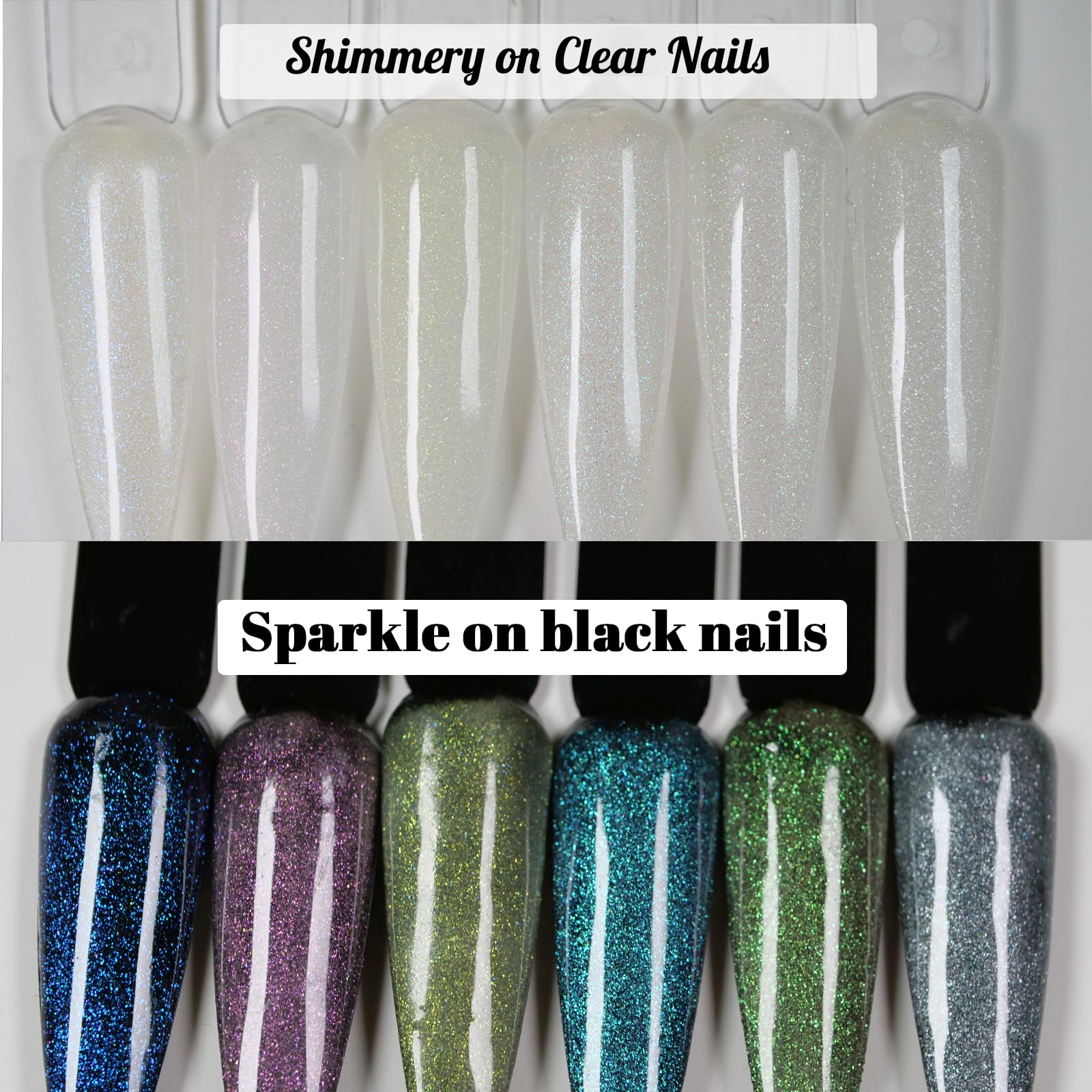 Glow in The Dark Gel Nail Polish Set - 6 Semi-Transparent Colors with Sparkling Glitter Top Coat | Long-Lasting UV/LED Nail Art for Parties, Halloween & Night Events