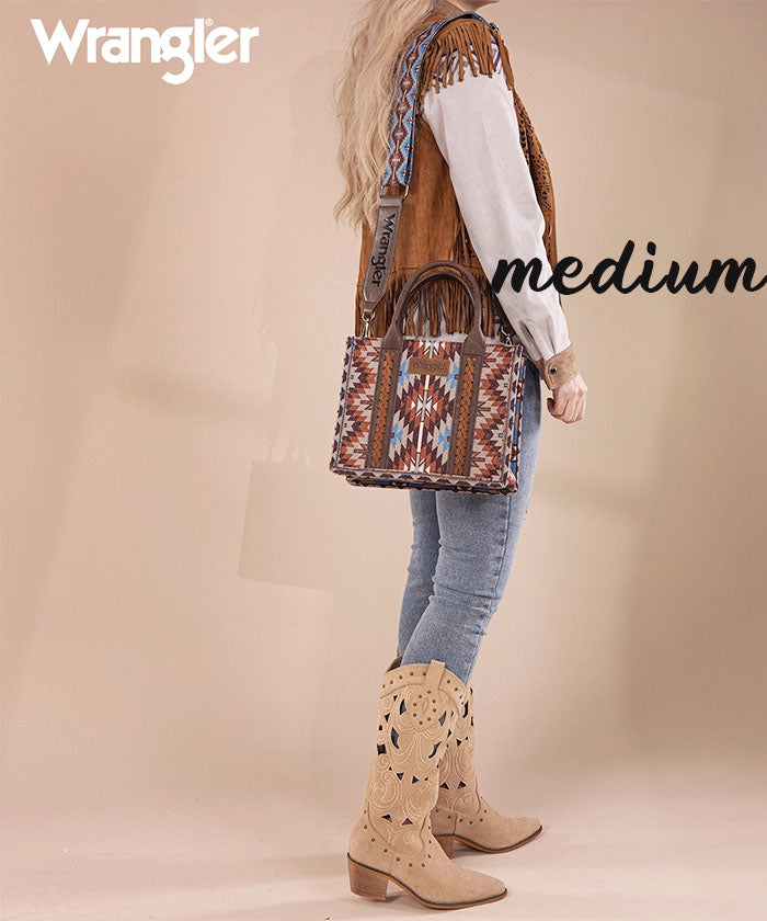 Wrangler Aztec Print Whipstitch Canvas Tote Bag Set - Stylish & Durable Handbag for Women, Perfect for Shopping, Beach & Everyday Use