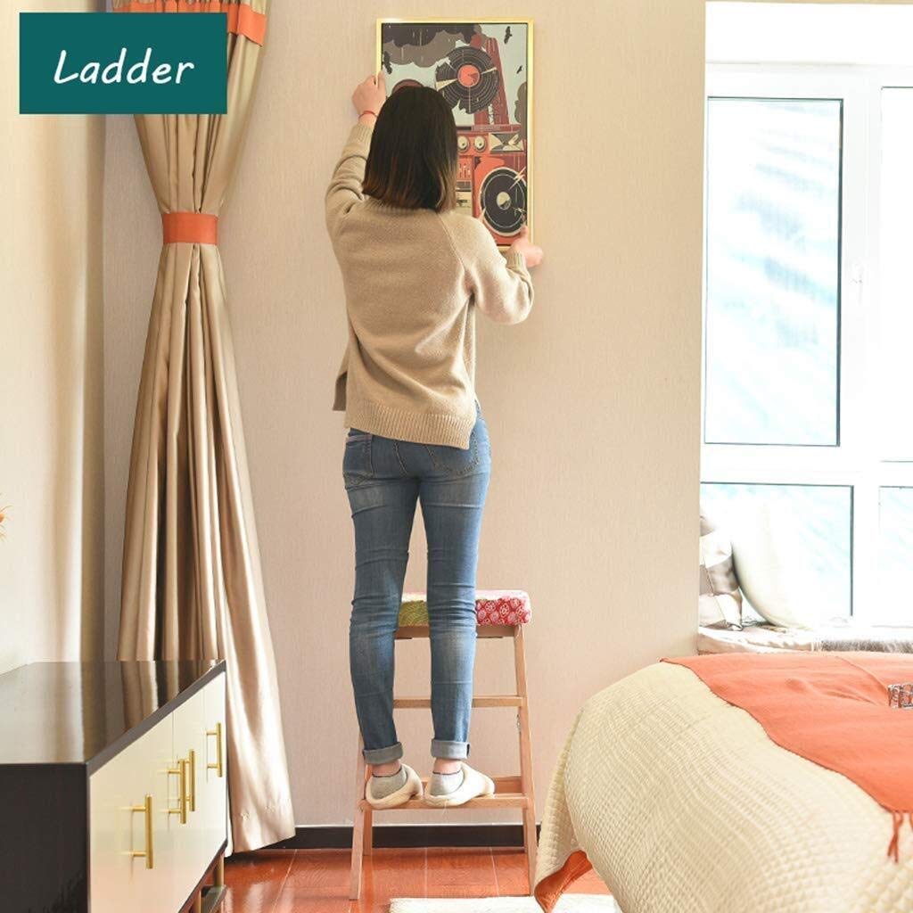 KAZUP Foldable Wooden Step Stool - Safe & Multifunctional Kitchen Ladder Chair for Home, Office, and Indoor Use | Non-Slip, Space-Saving Design for Climbing, Reaching High Shelves, and Household Tasks