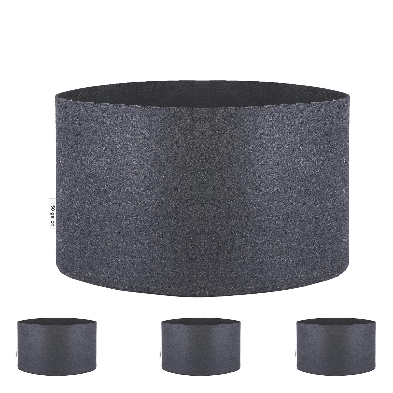 TopoGrow 150 Gallon Grow Bags (3-Pack) - Black Fabric Aeration Pots for Plants, Vegetables & Flowers - Breathable Nursery Containers for Gardening, Farming & Outdoor Planting - Ideal for Tomatoes, Potatoes & Root Crops