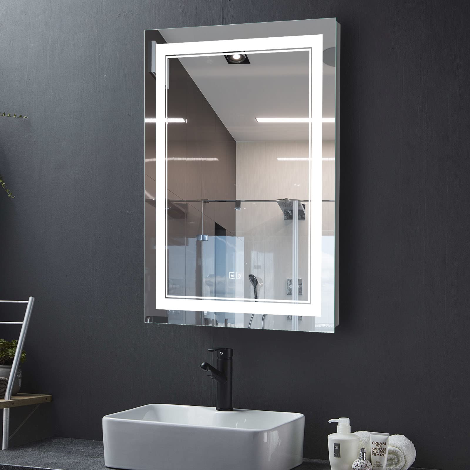 MIRUO 32x24 Inch LED Bathroom Mirror with Lights - Dimmable Anti-Fog Vanity Mirror, Adjustable Color Temperature, Touch Switch, Horizontal/Vertical Mount - Perfect for Makeup, Shaving & Home Decor