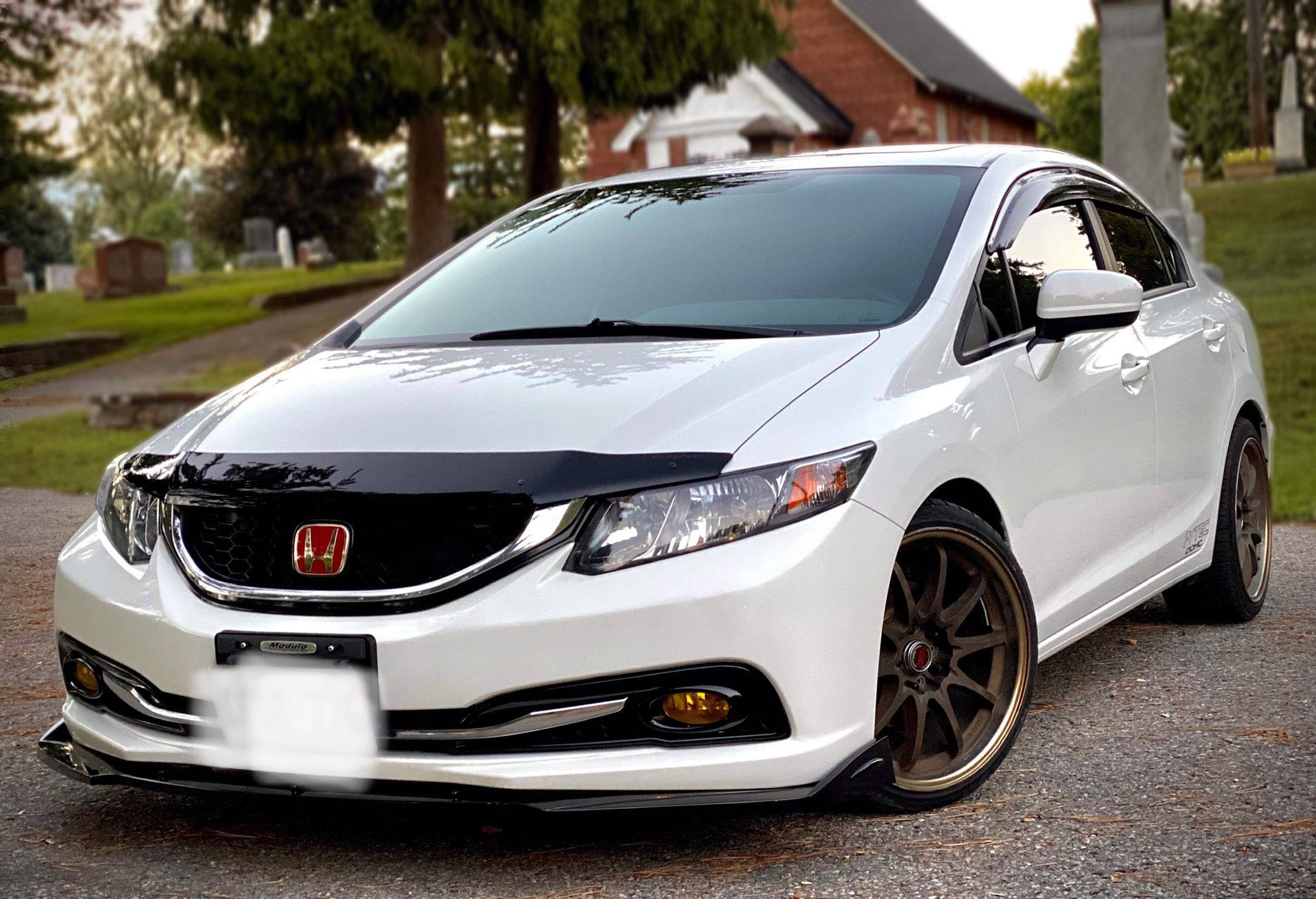 2013-2015 Honda Civic Sedan Front Bumper Lip Spoiler - Universal 3-Piece ABS Plastic Splitter for Enhanced Aerodynamics - Perfect for Street Racing & Car Shows
