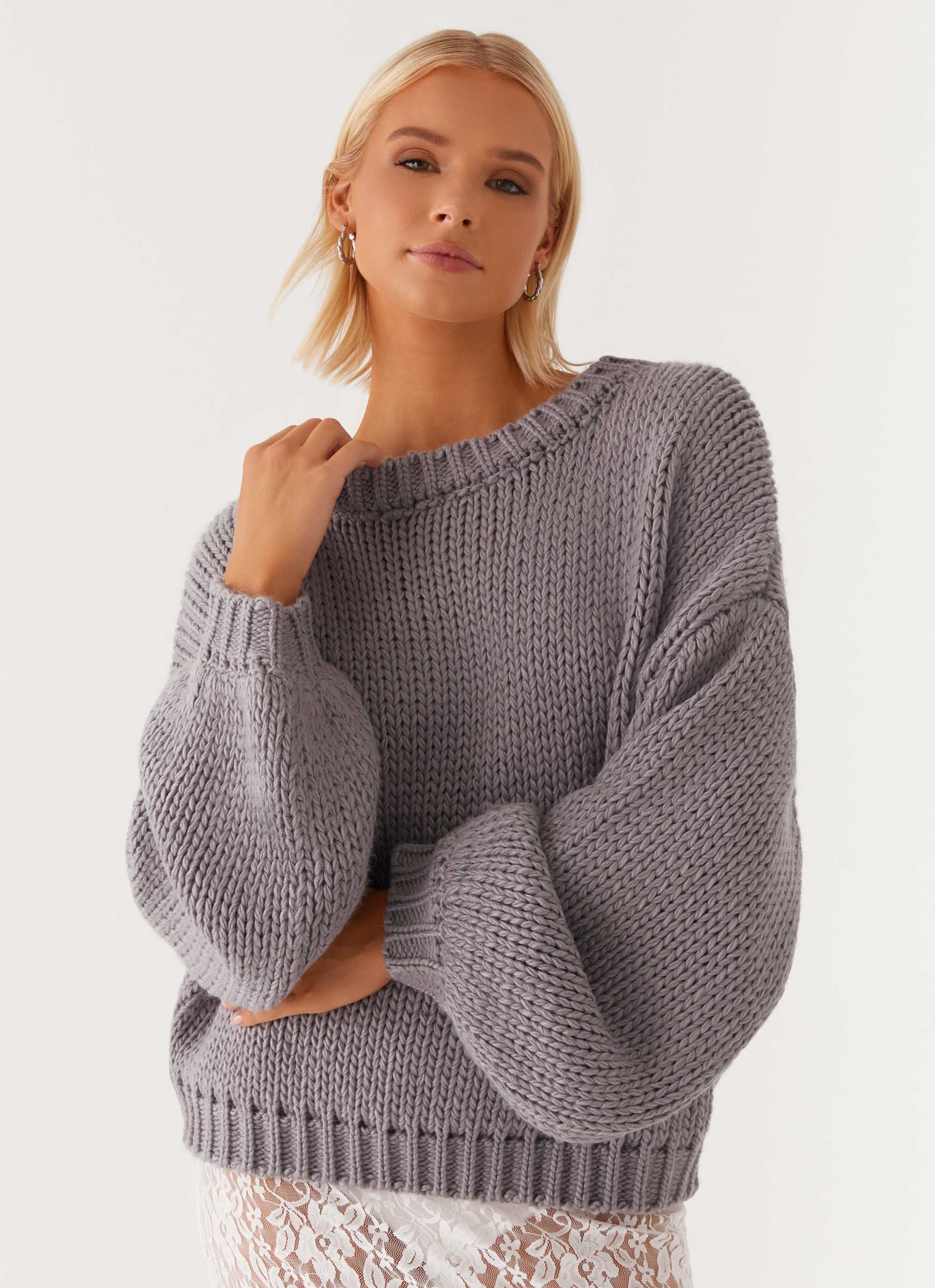 Costella Knit Sweater for Women - Soft Grey Pullover | Cozy Winter & Fall Fashion | Perfect for Casual Outfits & Layering