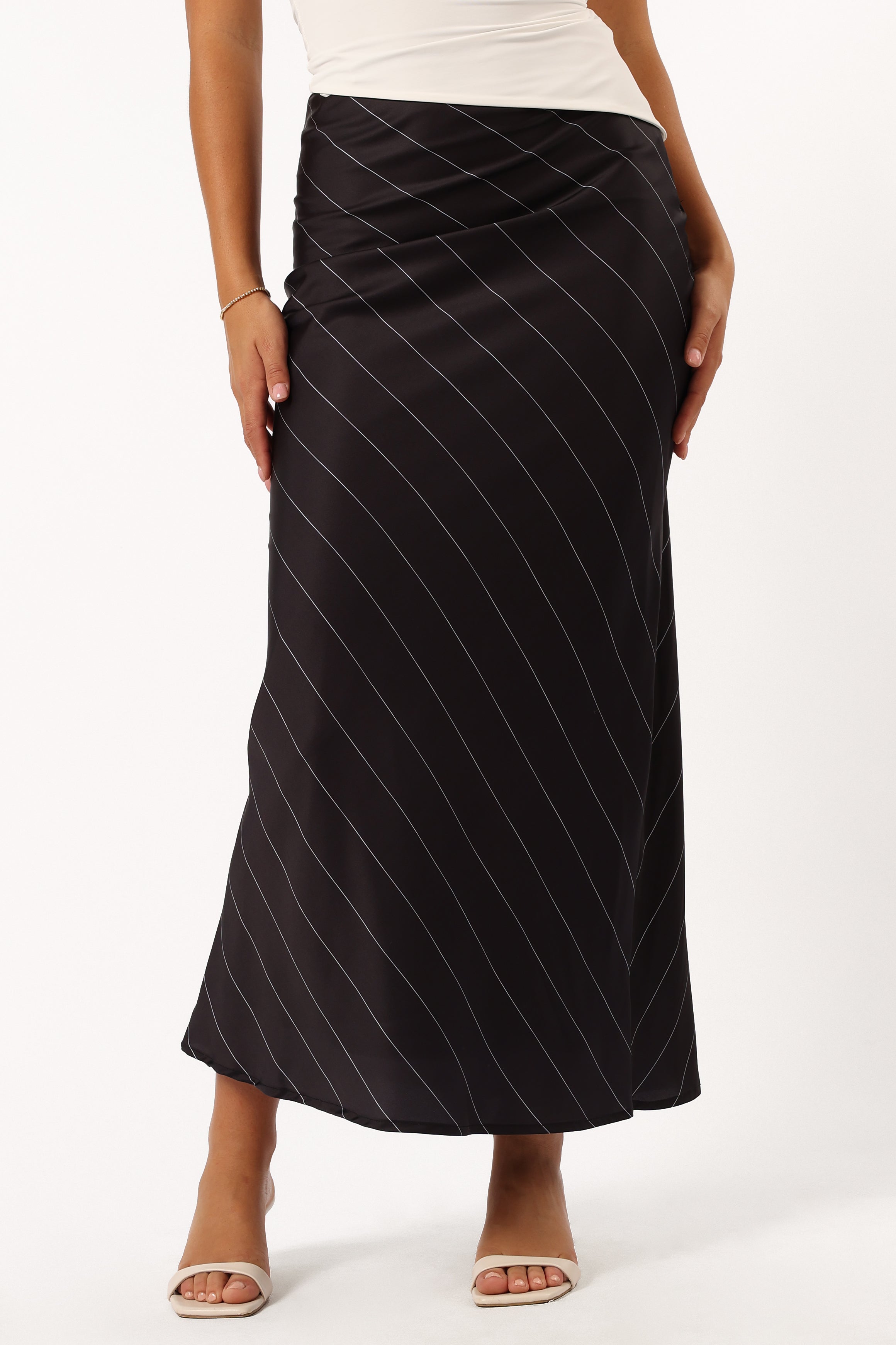 Heidi Stripe Slip Skirt - Black & White Striped Midi Skirt for Women | Vintage Inspired High Waist Skirt | Perfect for Casual Outfits, Beach Wear and Summer Fashion