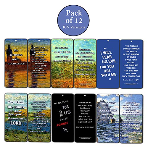 NewEights Christian KJV Bible Bookmarks - 12 Pack Motivational Scripture Cards (Joshua 1:9 Be Strong & Courageous) - Inspirational Bookmark Set for Bible Study, Church Gifts & Prayer Groups - Perfect for Sunday School, Small Groups & Personal Devotion