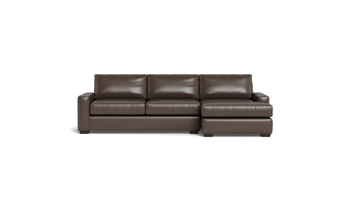 Mas Mesa 123 Deep Leather Right Chaise Sectional Sofa - Modern L-Shaped Couch for Living Room, Family Room & Home Theater Comfortable Seating