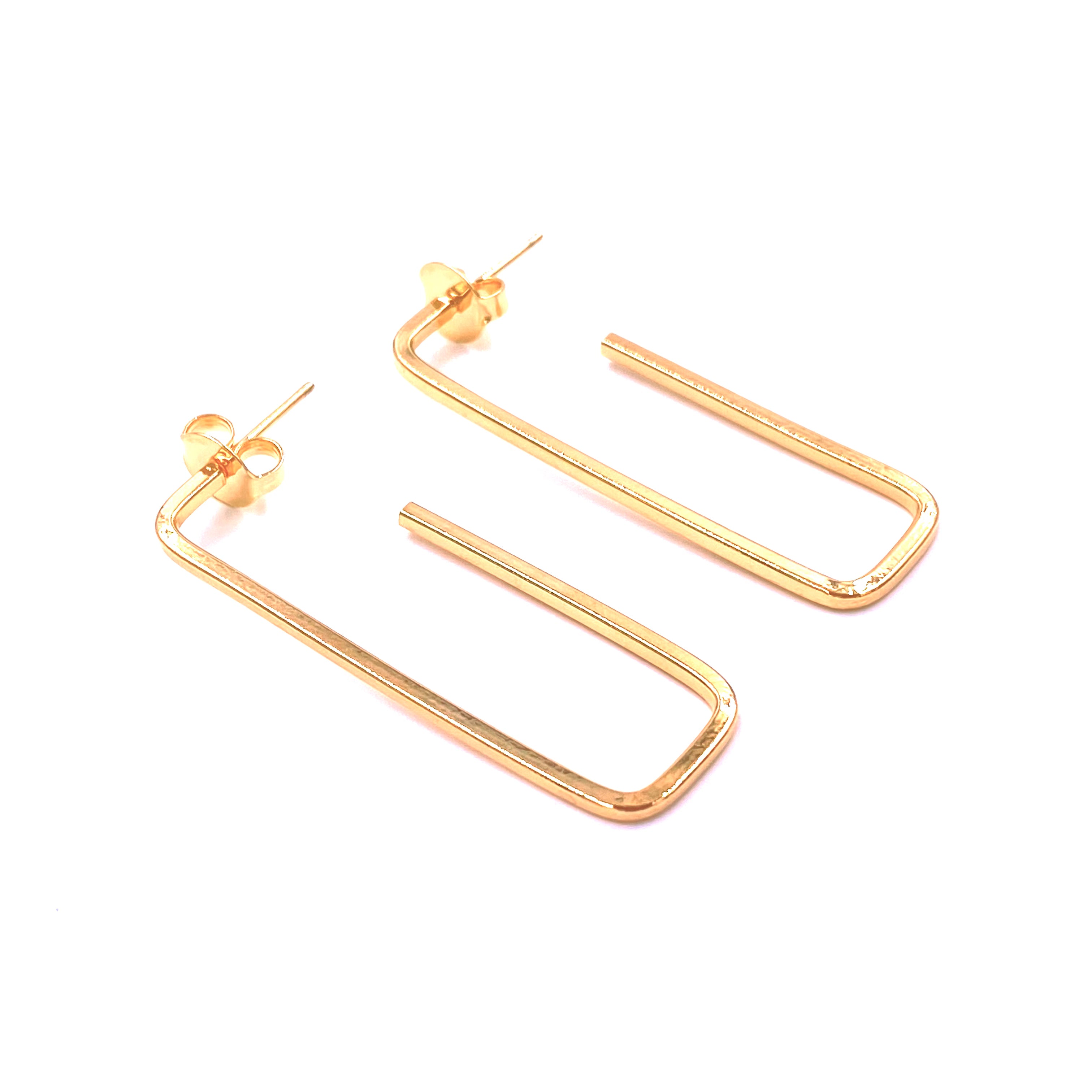 Ashley Gold Stainless Steel Gold Plated Open Rectangle Hoop Earrings for Women - Trendy Geometric Jewelry for Everyday Wear, Parties & Gifts