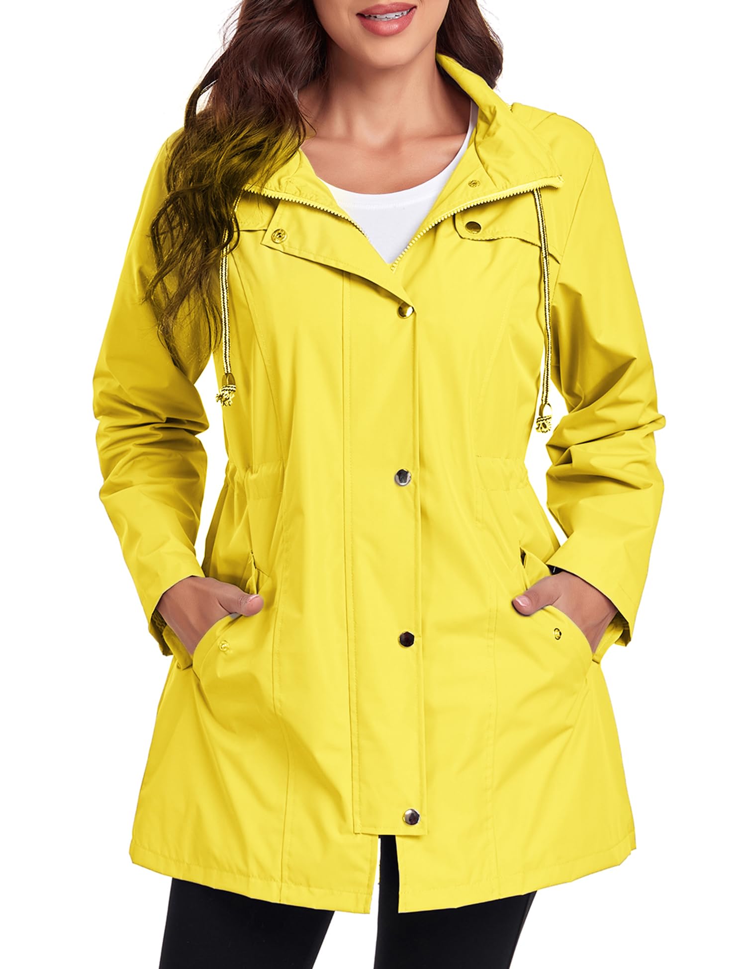 Waterproof Lightweight Women's Raincoat with Hood - Windbreaker Trench Coat for Outdoor Activities (Sizes S-XXL) | Perfect for Hiking, Commuting & Travel