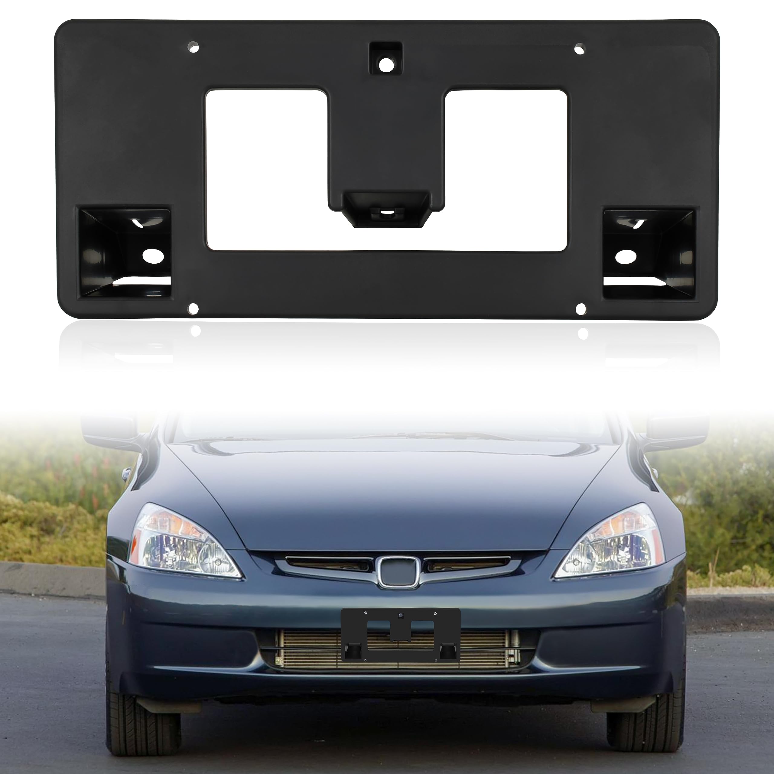 KEWISAUTO Black Front License Plate Frame Bracket Holder Cover for 2006-2007 Honda Accord 4dr - Replacement for OEM #71145-SDA-A10 (1PC) - Perfect for Car Accessories & Front Bumper Protection