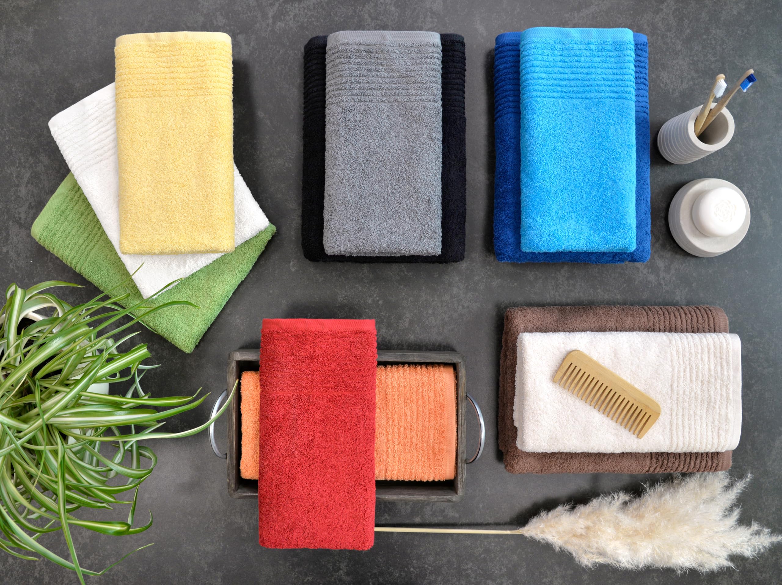 Premium 4-Piece Bath & Hand Towel Set - 2 Large 70x120cm Bath Towels & 4 Soft 50x100cm Hand Towels in Blue - Luxury Cotton Bathroom Towels for Spa, Hotel & Home Use