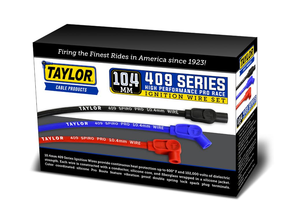 Taylor Cable 79028 409 Spiro-Pro Race Fit Black - High Performance Ignition Wire Set for Racing & Automotive Upgrades | Perfect for Drag Racing, Track Days & Engine Tuning