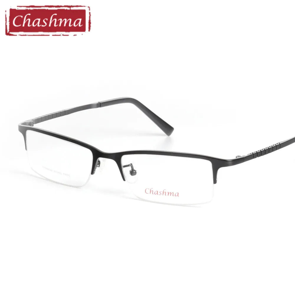 Titanium Square Semi-Rimless Eyeglasses for Men - Lightweight & Durable Frame (Model 52005) - Perfect for Office, Reading & Everyday Use