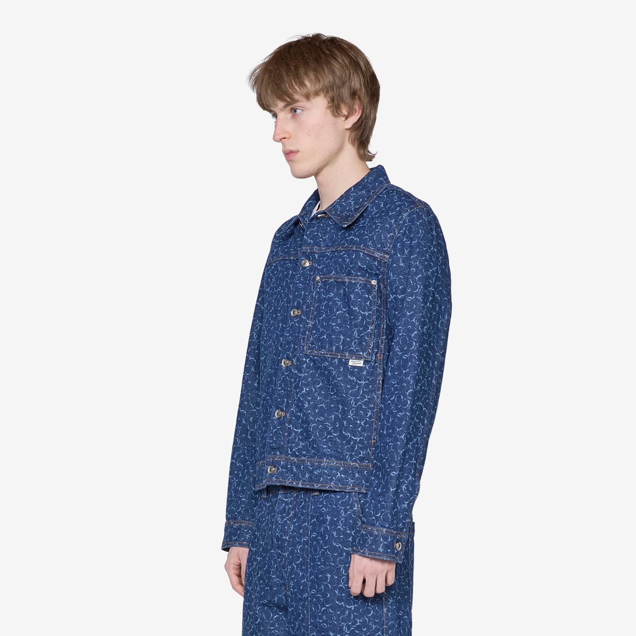 Straight Denim Jacket with Laser Print - Trendy Women's Distressed Denim Jacket for Casual Outfits & Streetwear Fashion