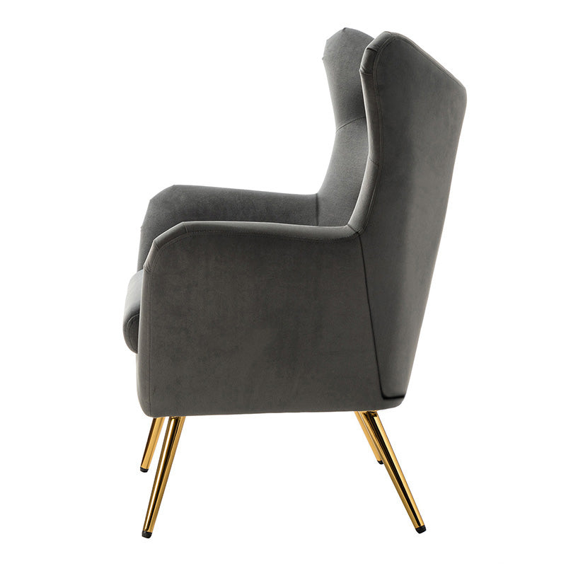 Luxury Isabelle Wingback Velvet Upholstered Armchair - High Back Accent Chair with Sturdy Metal Legs for Living Room, Bedroom & Office Decor