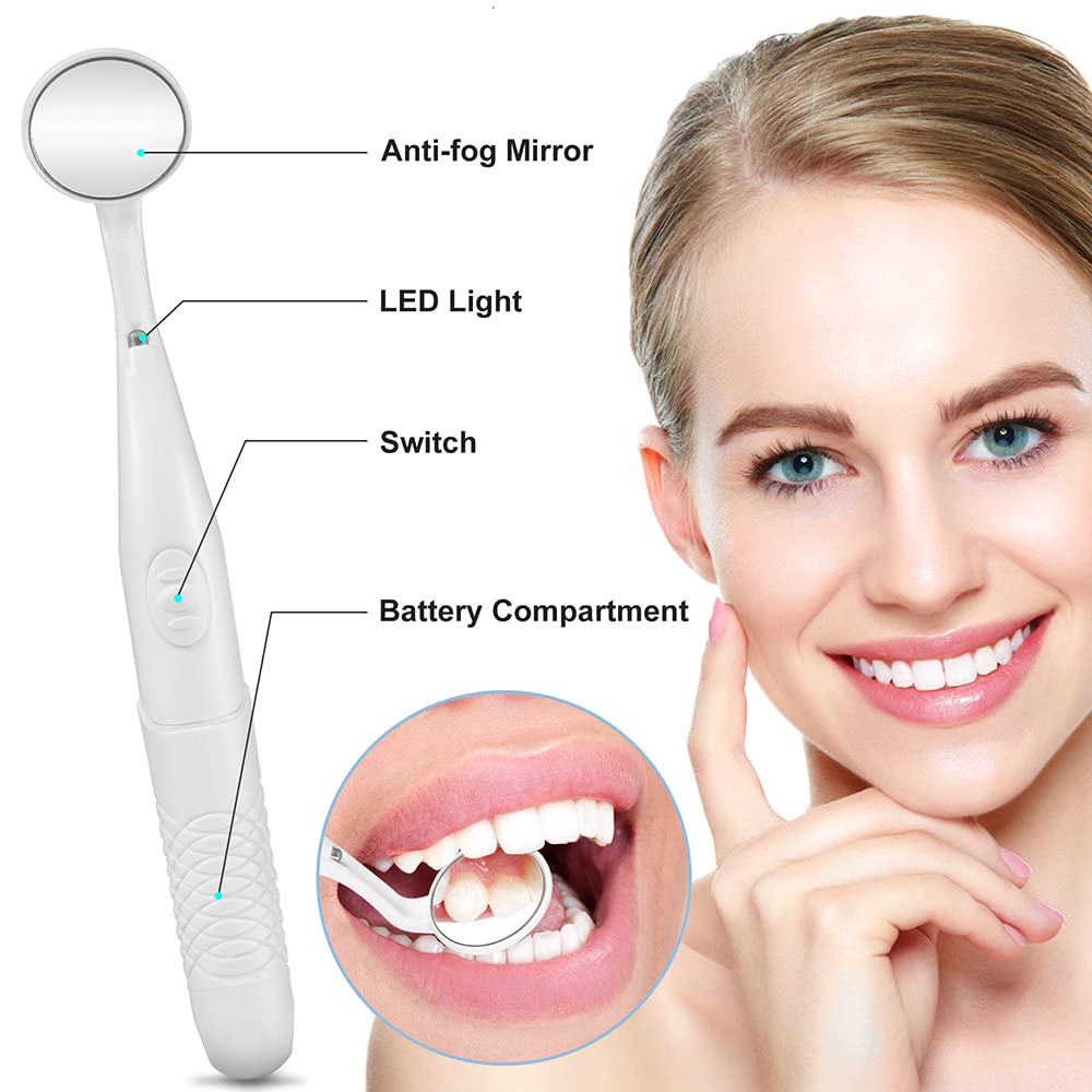 LED Dental Mirror with Light - Anti-Fog Teeth Inspection Tool for Dentists & Oral Care | Perfect for Home Checkups, Professional Exams & Dental Hygiene