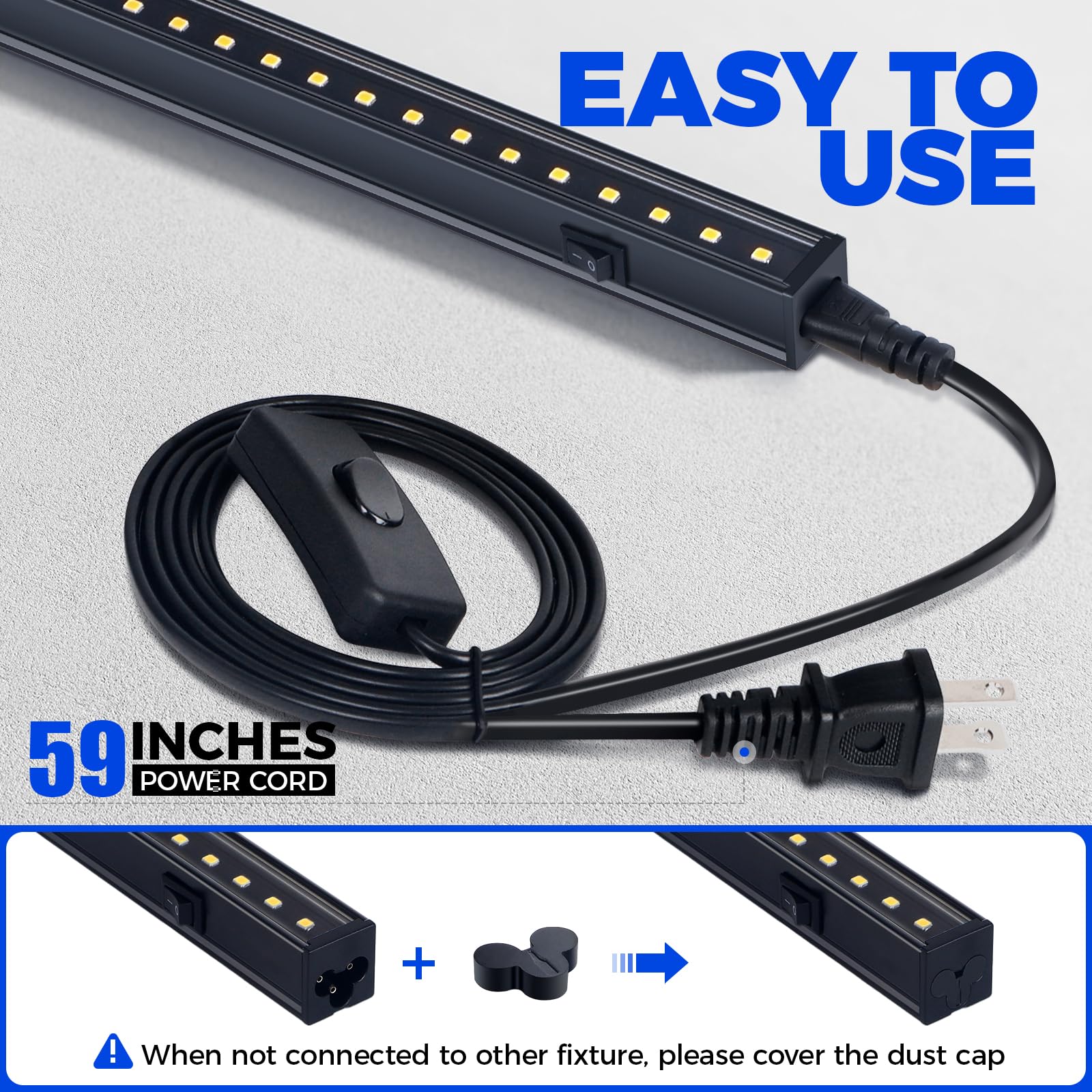 Barrina T5 2FT 5000K Full Spectrum LED Grow Lights for Indoor Plants - 4 Pack with Black Cover, Linkable Design, Switch Cord & Plug and Play - Perfect for Hydroponics, Seed Starting, and Under Cabinet Plant Growth