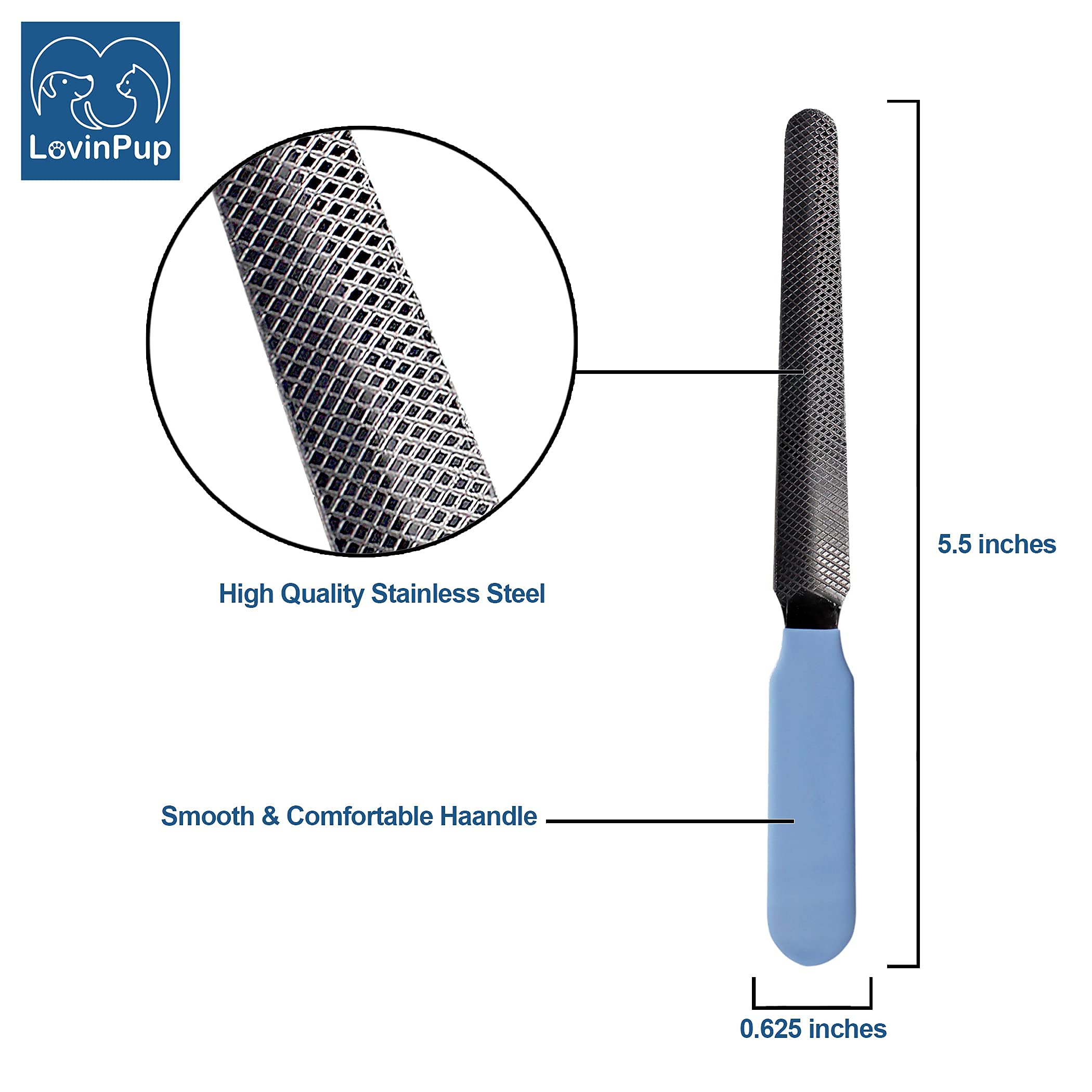 Professional Dog & Cat Nail Filer - Safe Pet Nail Grooming Tool for Smoothing Rough Edges | Perfect for Small & Large Dogs & Cats | Ideal for Home Grooming & Vet Clinics (1 Pack)