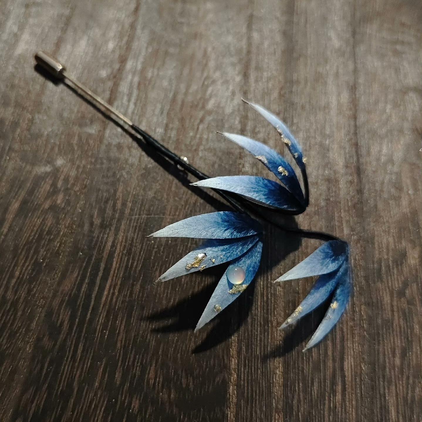 Handmade Bamboo Leaves Silk Brooch - Elegant Floral Pin for Women (Ronghua) | Perfect for Weddings, Parties & Special Occasions