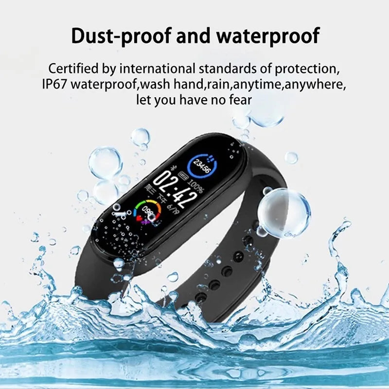 M6 Sport Smartwatch - Fitness Tracker with Heart Rate Monitor, Sleep Tracking, Music Playback & Waterproof Design for Running, Swimming & Outdoor Activities